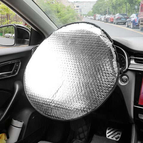 Car Windshield Sunshade Aluminum Foil Anti-uv Sun Protection Foldable Sunscreen Car Supplies Car Steering Wheel Sun Shade Silver