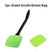 Car Window Cleaner Brush Kit Microfiber Windshield Cleaning Tool Auto Interior Glass Wash Wiper Long Handle Reusable Cloth Pad