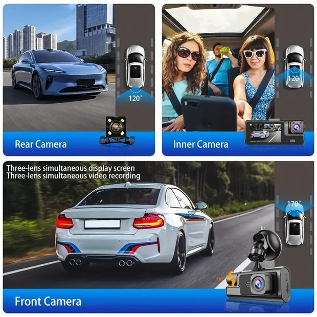 3Camera Dash Cam For Car Camera 1080P Video Recorder WIFI Car DVR Front Rear View Camera Night Vision Black Box Car Accessories