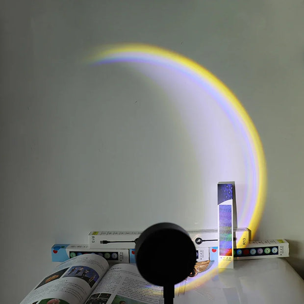 1x USB Sunset Lamp LED Rainbow Neon Night Light Projector Photography Wall Atmosphere Lighting for Bedroom Home Room Decor Gift