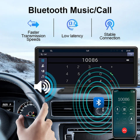 10.26"  Car Mirror Radio Multimedia Video Player Universal Wireless Carplay Android Auto Screen With Bluetooth AUX USB