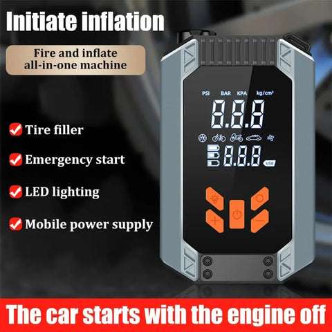 12V Car Emergency Starter Power Car Wireless Lithium Inflatable Pump Emergency Starting Power All-In-One Smart Inflatable Pump