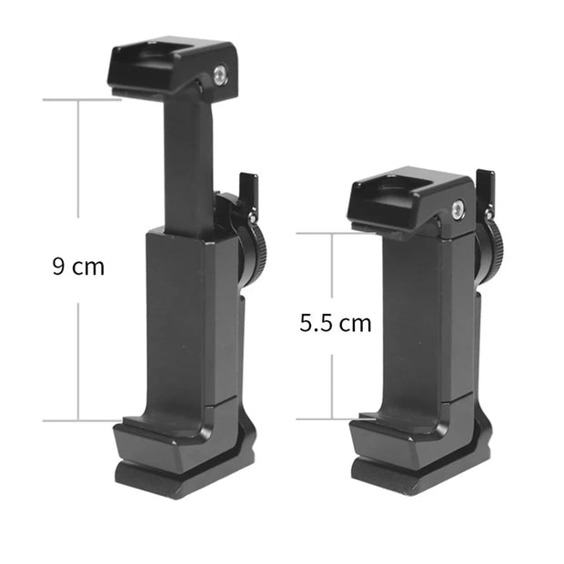 Universal Smartphone Tripod Mount Adapter Phone Clip Holder 360 Rotation Mobile Clamp with Cold Shoe Mount for Arca-Type Plate