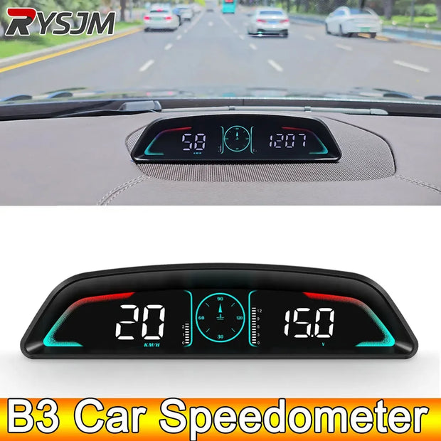 AD B3 Speedometer Head Up Display OBD2 HUD Car Tachometer Water Temp With Alarm Auto Fuel Consumption Volt Meter Gauge