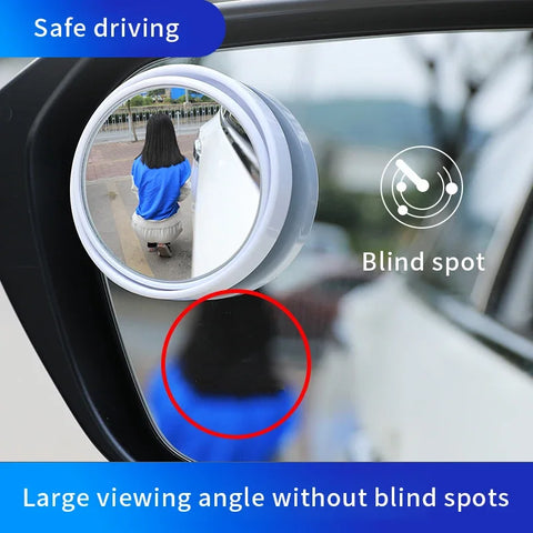 2Pcs Car Rearview Sucker Mirrors 360° Blind Spot Mirror Adjustable Round Frame Convex Wide-angle Clear Rearview Auxiliary Mirror