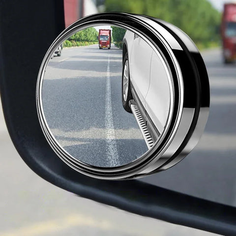 2Pcs Car Rearview Sucker Mirrors 360° Blind Spot Mirror Adjustable Round Frame Convex Wide-angle Clear Rearview Auxiliary Mirror