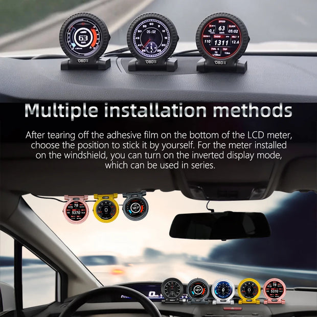 KWHUD HUD OBD2 Gauge Head Up Display Car Digital Speedometer RPM Clock Oil Temperature Meter Alarm Car Electronic Accessories