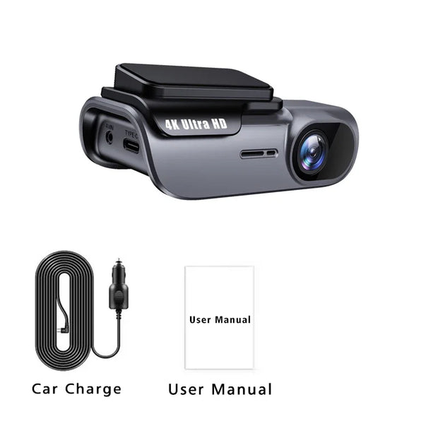 4K 3840*2160P Dash Cam WIFI Car DVR Camera Video Drive Recorder Dashcam Registrar Black Box 24 Hour Monitoring Night Vision