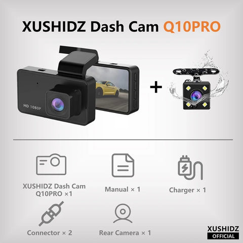 XUSHIDZ Q10 1080P NEW Dash Cam Night Vision Car DVR Vehicle Recorder Car Camera G-sensor HDR DVR  Loop Recording Dashcam