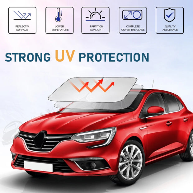 Windshield Sun Shade for Renault Megane 2 3 4 2015-2019 2020 2021 Car Sunshade Cover Foldable Sun Visor Protector Blocks UV Rays