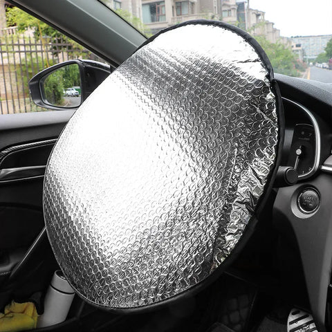 Car Windshield Sunshade Aluminum Foil Anti-uv Sun Protection Foldable Sunscreen Car Supplies Car Steering Wheel Sun Shade Silver