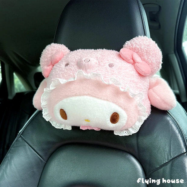 Sanrio Hello Kitty Headrest Cushion Car Seat Cartoon Kuromi My Melody Cinnamoroll Pom Pom Purin Pillow Comfortable Home Decor