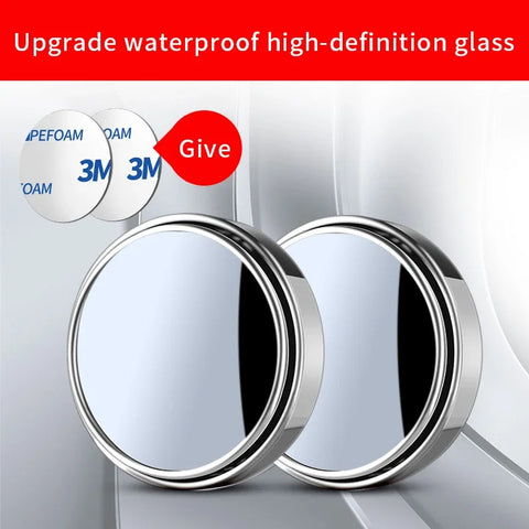 2Pcs Car Rearview Sucker Mirrors 360° Blind Spot Mirror Adjustable Round Frame Convex Wide-angle Clear Rearview Auxiliary Mirror