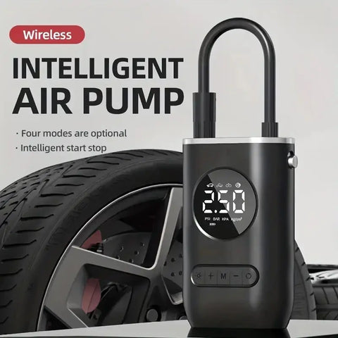 1 Set Car Air Pump Portable Mini Self Propelled Electric Tire Pump Handheld Wireless Digital Display Charging Pump