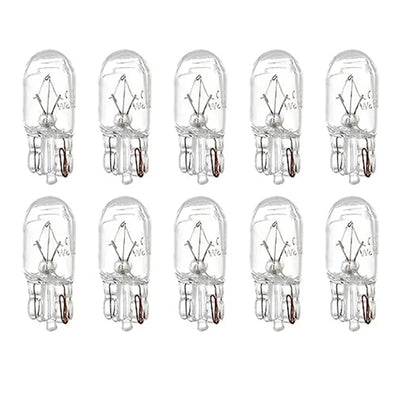 10 X Clear Signal Lamp Glass T10 W5W 501 194 White 12V 5W/3W Warm White W2.1x9.5d Single Filament Car Bulb Auto Light