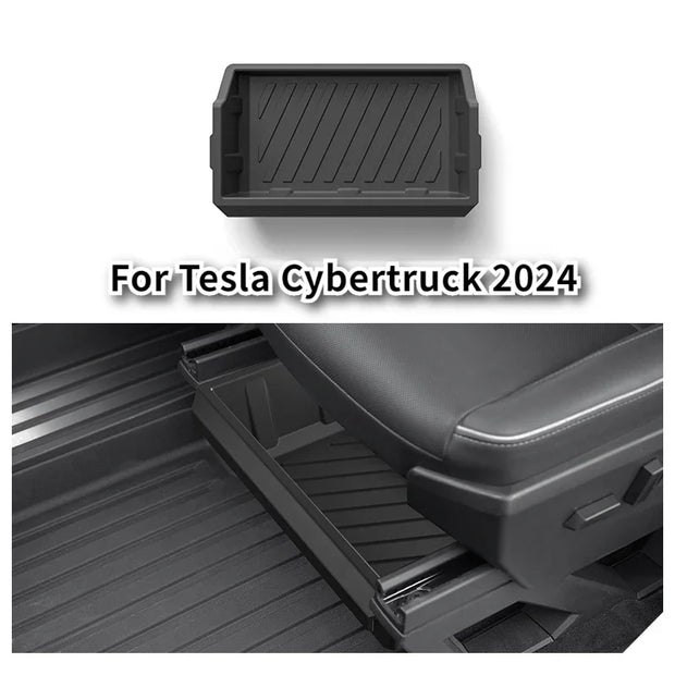 For Tesla Cybertruck 2024 Underseat Storage Box TPE Front Seats Drawer Hidden Storage Tray Organizer Car Interior Accessories