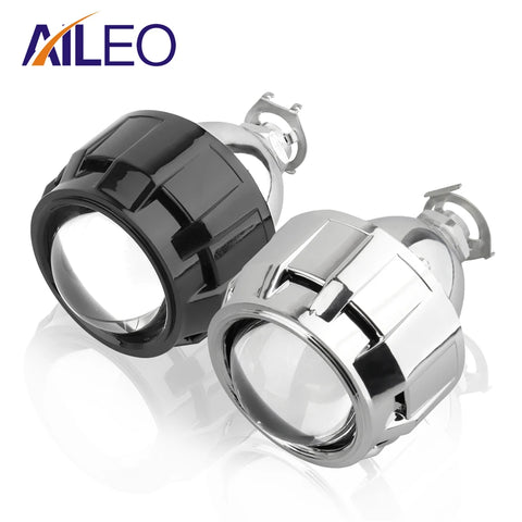 AILEO 2Pcs Mini Bi Xenon HID Projector Headlight Lenses 2.5 inch Retrofit Fit H4 H7 H11 9005 H8 Car Head Lamp Gating Gun Shrouds