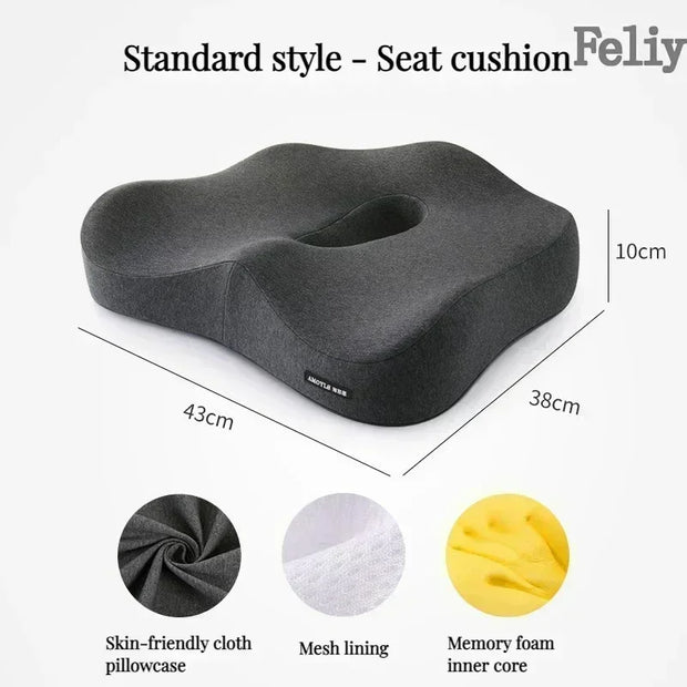 Memory Foam Office Chair Cushion Car Seat Support Pads Buttocks Pillow Massage Hips Orthopedic Pillow Coccyx Pain Relief Cushion