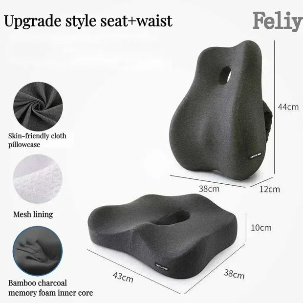 Memory Foam Office Chair Cushion Car Seat Support Waist Pillow Massage Lumbar Pain Relief Cushion Slow Rebound Orthopedic Pillow