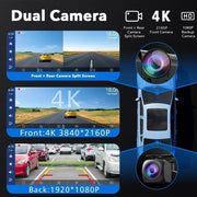 Srnubi 10.26" 4K Car Dvr Carplay Android Auto 350 ° Rotation Dual Lens Dashcam Truck Camera Driving Recorder GPS WIFI FM BT