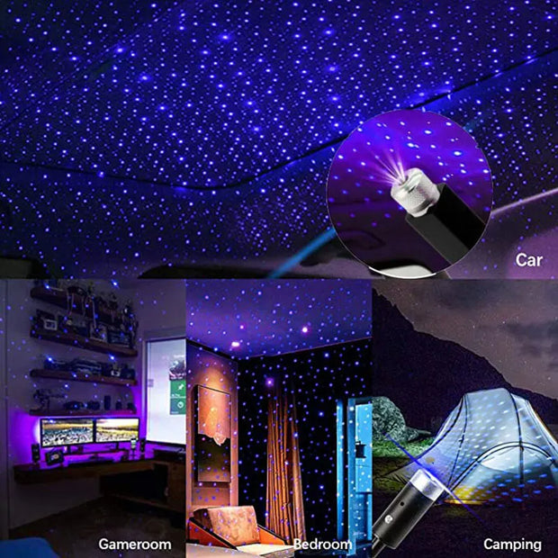 Adjustable Auto USB Decorative Lamp Interior Decor Light Romantic LED Car Roof Star Night Light Projector Atmosphere Galaxy Lamp