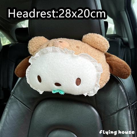 Cute Sanrio Headrest Cushion Car Seat Cartoon Kuromi My Melody Cinnamoroll Pom Pom Purin Pillow Comfortable Home Decor Girl