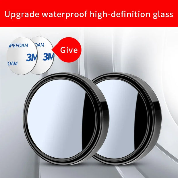 2Pcs Car Rearview Sucker Mirrors 360° Blind Spot Mirror Adjustable Round Frame Convex Wide-angle Clear Rearview Auxiliary Mirror