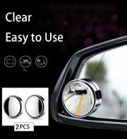 2Pcs Round Frame Convex Blind Spot Mirror Safety Driving Wide-angle 360 Degree Adjustable Clear Rearview Mirror Car Accessories