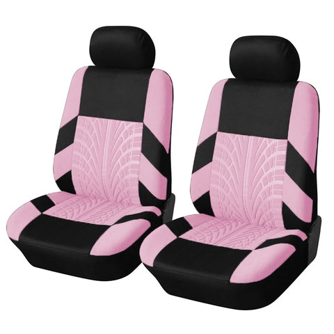 Fashion Front Car Seat Covers Car Accessories Tire Track Embossed Styling Durable Comfortable Fabric Universal Fit For Most Car