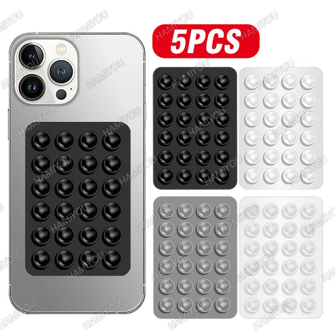 5-1Pack Silicone Suction Phone Case Adhesive Mount Mirror Shower Phone Holder Hands-Free Sticky Cell Phone Grip Stands