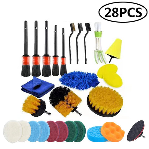 UNTIOR Electric Drill Brush Attachment Set Power Scrubber Brush Car Polisher Kitchen Bathroom Cleaning Kit Toilet Cleaning Tools