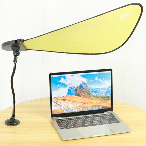 Laptop Sun Shade for Working Outside Anti-Glare Laptop Visor with Suction Cup Adjustable Bendable Office Desk Shade Folding Car