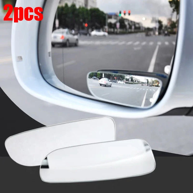 2Pcs Car Rearview Convex Frameless Blind Spot Mirrors Auxiliary Mirror Auto Motorcycle Universal Wide Angle Adjustable Mirrors