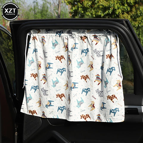 Suction Cup Curtain In The Car Window Sunshade Cover Cartoon Universal Side Window Sunshade UV Protection For Kid Baby Children