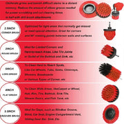 3Pcs/5Pcs Electric Scrubber Brush Drill Brush Kit Red Plastic Round Cleaning Tools For Carpet Glass Car Tires Nylon Brushes