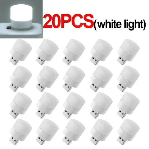 50/1Pcs Mini USB Night Light Warm White Eye Protection Book Reading Light USB Plug Computer Mobile Power Charging LED Night Lamp