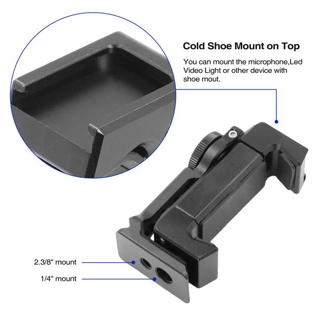 Universal Smartphone Tripod Mount Adapter Phone Clip Holder 360 Rotation Mobile Clamp with Cold Shoe Mount for Arca-Type Plate