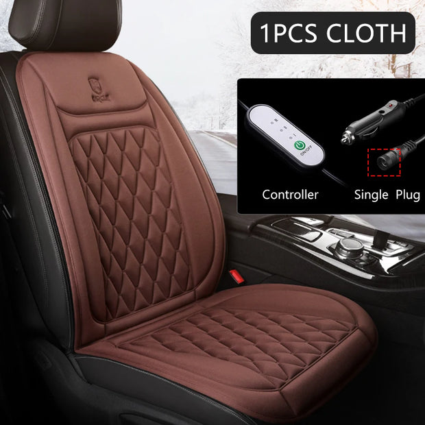 12V Heated Car Seat Cushion Cloth/Flannel Car Seat Heater Winter Warmer Seat Heating Car Accessories Heating Pads Set Universal