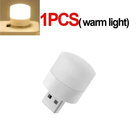 50/1Pcs Mini USB Night Light Warm White Eye Protection Book Reading Light USB Plug Computer Mobile Power Charging LED Night Lamp