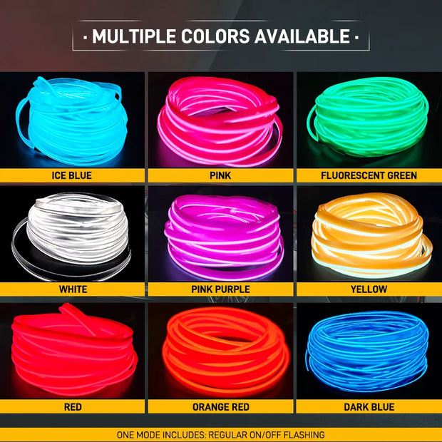 1M/3M/5M Car Interior Led Decorative Lamp EL Wiring Neon Strip For Auto DIY Flexible Ambient Light USB Party Atmosphere Diode