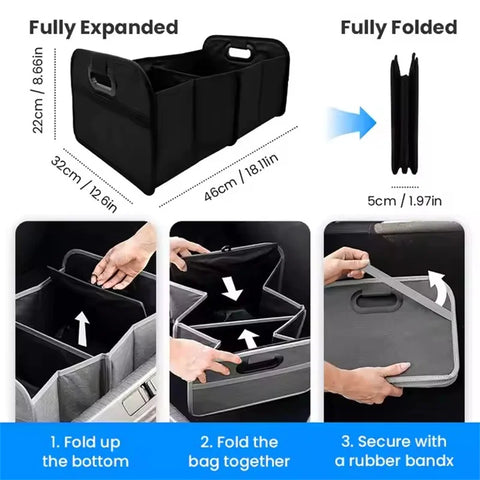 1pc Large Collapsible Trunk Storage Box -Extra Thick Large Capacity SUV Storage Container with Multi Pockets for Car SUV Minivan