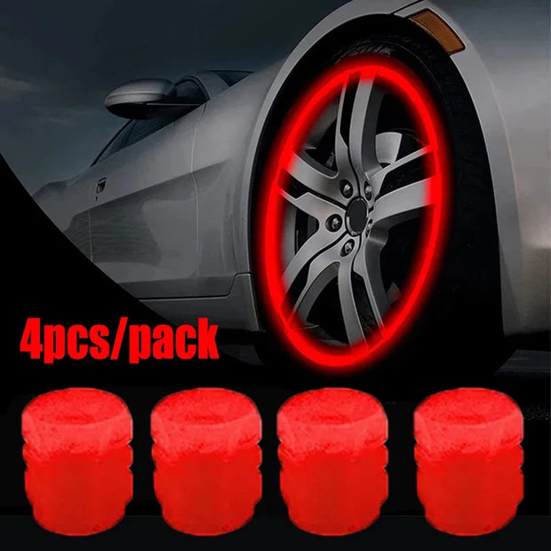 1-20PCS Luminous Car Tire Valve Cap Fluorescent Night Glowing Decor Motorcycle Bike Wheel Nozzle Dustproof Tyre Valve Stem Caps