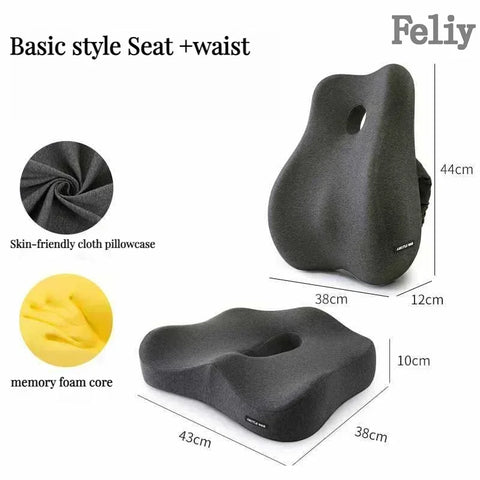 Memory Foam Office Chair Cushion Car Seat Support Waist Pillow Massage Lumbar Pain Relief Cushion Slow Rebound Orthopedic Pillow