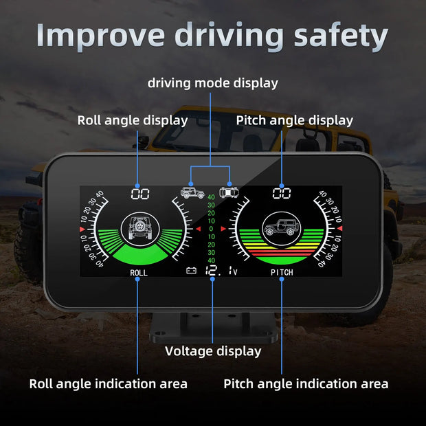 AD M50 Slope Meter HUD Off Road GPS Smart Inclinometer Digital Display Tilt Roll Pitch Angle Inclinometro Auto Intelligent Volt