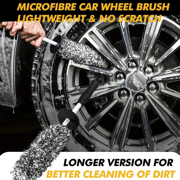 Microfiber Wheel Brush For A Particularly Gentle Cleaning Up To The Wheel Deep Bed, Long Car Wheel Cleaning Brush