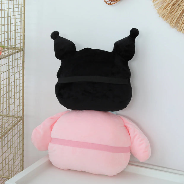 Sanrio Cute Kuromi Car Headrest Safety Seat Belt Cover Kawaii Japanese Style Back Cushion Plush My Melody Car Decoration Gifts