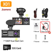 1080P Car Dvr 3 Camra Dash Cam for Cars Camera for Vehicle Recorder Video Front and Rear Camera W/ IR Night Vision Dashcam