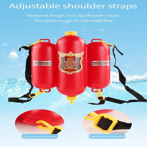 Firefighter Toy Fire Backpack Water Gun Large Capacity Water Gun Fireman Role Play Pool Toys Fire Extinguisher Watergun