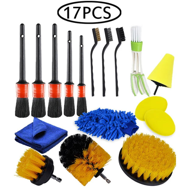 UNTIOR Electric Drill Brush Attachment Set Power Scrubber Brush Car Polisher Kitchen Bathroom Cleaning Kit Toilet Cleaning Tools