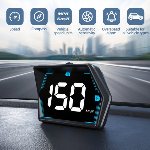 2024 New Car Head Up Display  For HUD Smart Meter Auto GPS Security Overspeed Alarm Speed Compass Electronic Accessories